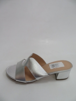Klapki damskie na obcasie (36-41) N19-371 SILVER