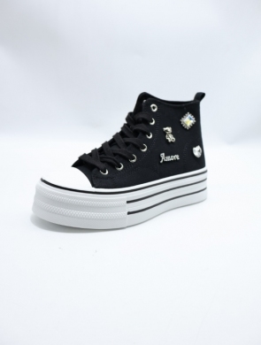Trampki damskie na płaskim (36-41) L-87 BLACK
