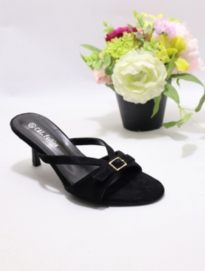 Klapki damskie na szpilce (36-41) B-718 BLACK
