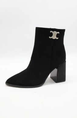 Botki damskie ocieplane na obcasie (36-41) 00-018 BLACK