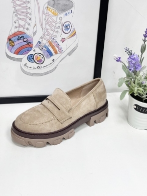 Mokasyny damskie na płaskim (36-41) 77-368 KHAKI