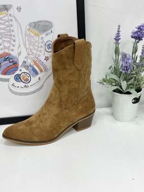 Kozaki damskie ocieplane na obcasie (36-41) 8619 CAMEL