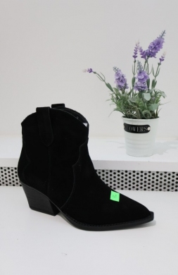 Botki damskie ocieplane na obcasie (36-41) 6338 BLACK-SKORA