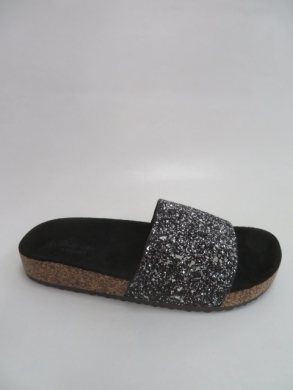Klapki damskie na płaskim (36-41) 0510 SILVER/BLACK