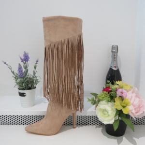 Kozaki damskie na szpilce (36-41) H59 BEIGE