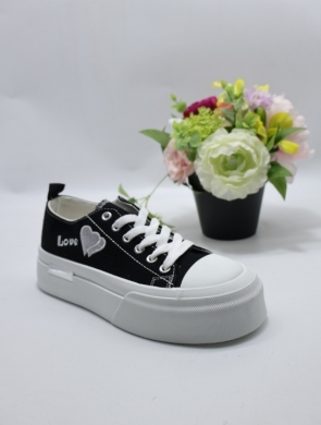 Trampki damskie na płaskim (36-41) K1739 BLACK