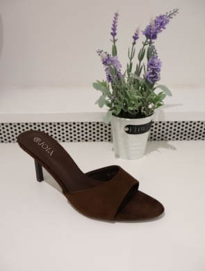 Klapki damskie na szpilce (36-41) H8-1237 BROWN