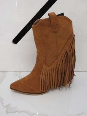 Kozaki damskie na obcasie (36-41) 8639A CAMEL