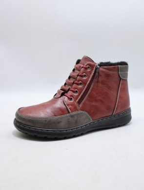 Botki damskie ocieplane na płaskim (36-42) 26319-7 RED/GREY