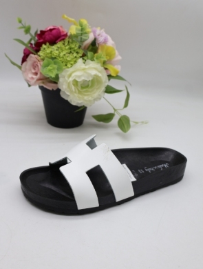Klapki damskie na płaskim (36-41) 04 WHITE- SKÓRA