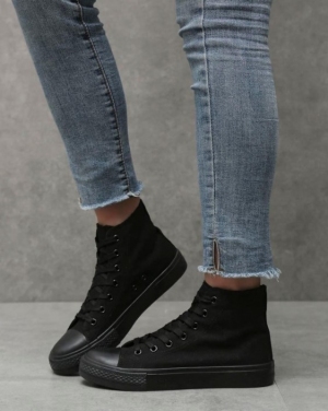 Trampki damskie na płaskim (36-41) BL308 ALL BLACK