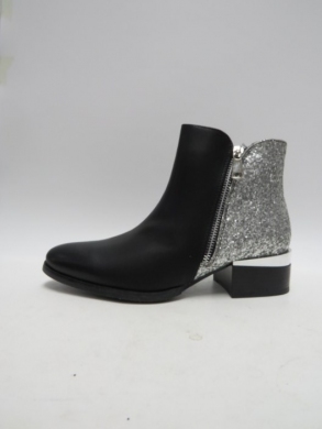 Botki damskie ocieplane na płaskim (36-41) 8910 BLACK/SILVER