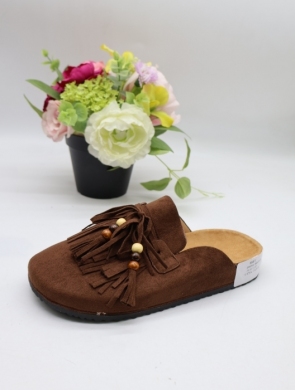 Klapki damskie na płaskim (36-41) DM561 BROWN