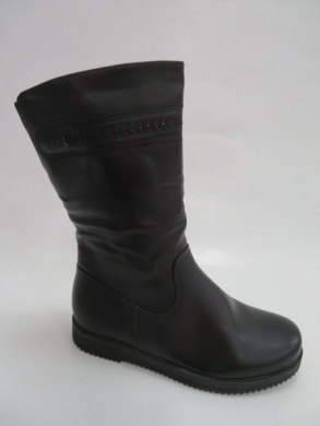 Kozaki damskie ocieplane na płaskim (36-41) 386-10 BLACK