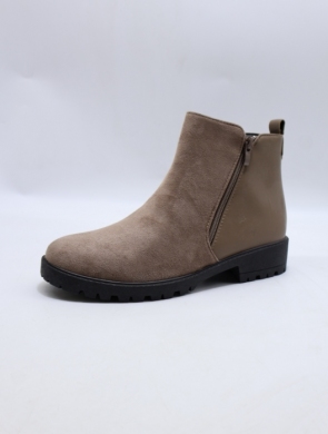 Botki damskie ocieplane na płaskim (36-41) 24006 KHAKI/MIC