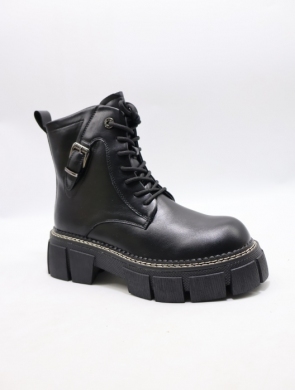 Botki damskie ocieplane na płaskim (36-41) X0387-27A BLACK