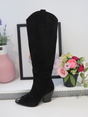 Kozaki damskie na obcasie (36-41) 9353-1A BLACK