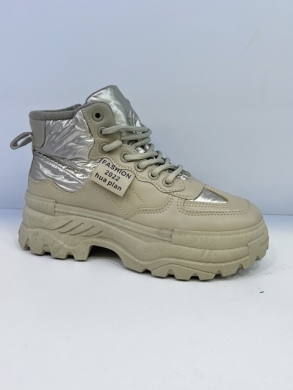 Botki damskie ocieplane na płaskim (36-41) F1003 KHAKI