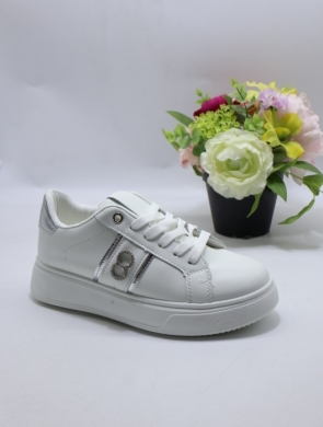 Buty sportowe damskie na płaskim (36-41) WW176 WH/SILVER
