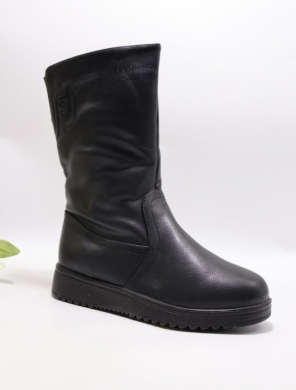 Botki damskie ocieplane na płaskim (36-42) S2307 BLACK
