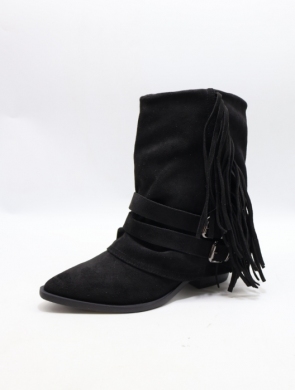 Botki damskie ocieplane na obcasie (36-41) 9632 BLACK