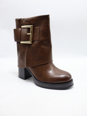 Botki damskie ocieplane na obcasie (36-41) C347 BROWN