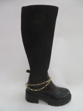 Kozaki damskie jesienne na płaskim (36-41) 1987H32 BLACK