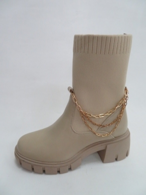 Botki damskie jesienne na płaskim (36-41) 5705 BEIGE