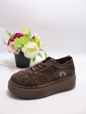 Buty sportowe damskie na płaskim (36-41) 9117 BROWN