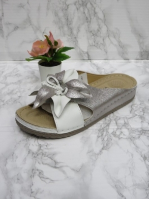 Klapki damskie na koturnie (39-43) 3817-3 WHITE/GREY