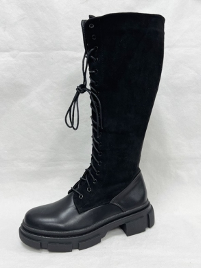 Kozaki damskie na płaskim (36-41) DE1066 BLACK