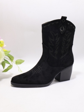 Botki damskie ocieplane na obcasie (36-41) 68100-1 BLACK