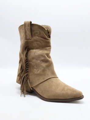 Kozaki damskie ocieplane na obcasie (36-41) H8-1062 KHAKI