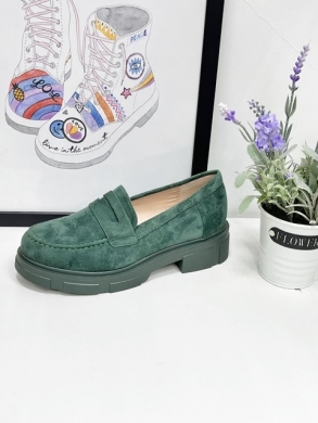 Mokasyny damskie na płaskim (36-41) 77-377 GREEN