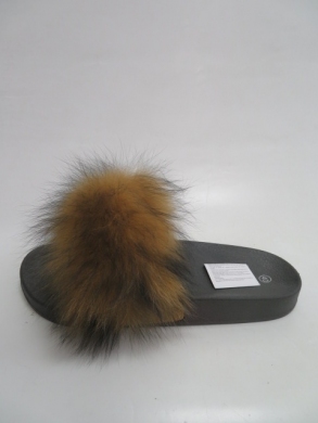 Klapki damskie z futerkiem (36-41) 3116  BROWN