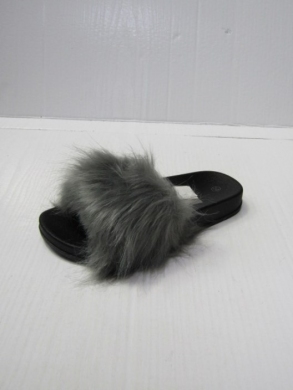 Klapki damskie z futerkiem (36-41) DT6-B6 GREY/BLACK