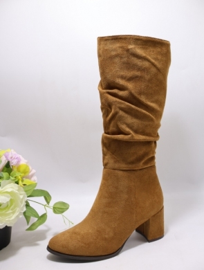 Kozaki damskie ocieplane na obcasie (36-41) HQ338 CAMEL