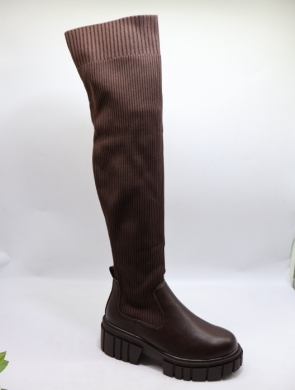 Kozaki damskie na płaskim (36-41) BM82 BROWN
