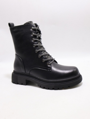 Botki damskie ocieplane na płaskim (36-41) X2303 BLACK