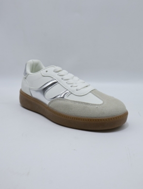 Buty sportowe damskie na płaskim (36-41) C-455 WH/SILVER