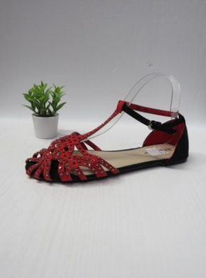 Sandały damskie na płaskim (36-41) 014-3 BLACK/RED