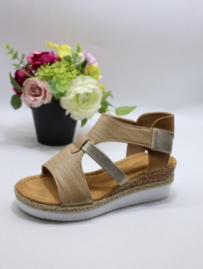 Sandały damskie na koturnie (36-41) F6871 KHAKI