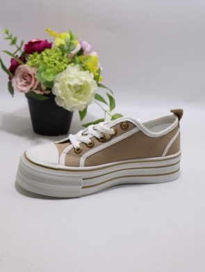 Trampki damskie na płaskim (36-41) K1738 KHAKI