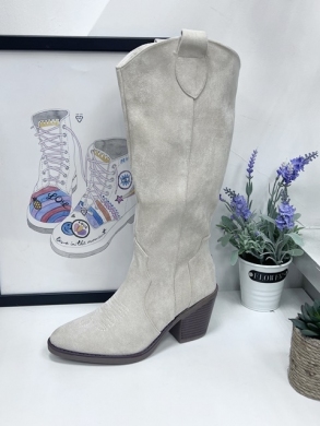 Kozaki damskie ocieplane na obcasie (36-41) 16807 BEIGE