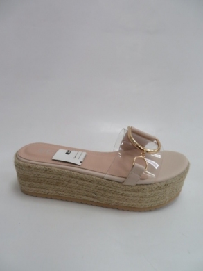 Klapki damskie na koturnie (36-41) 77-321 BEIGE