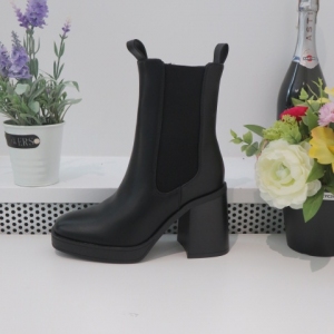 Botki damskie ocieplane na obcasie (36-41) 8600 BLACK