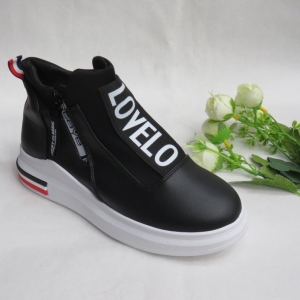 Botki damskie na płaskim (36-41) 6803-1 BLACK/WHITE