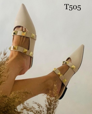 Klapki damskie na płaskim (36-41) T505 BEIGE