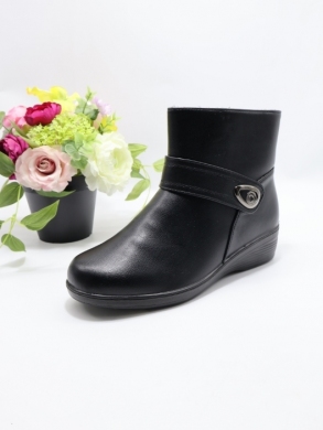 Botki damskie ocieplane na koturnie (36-41) 104-B BLACK