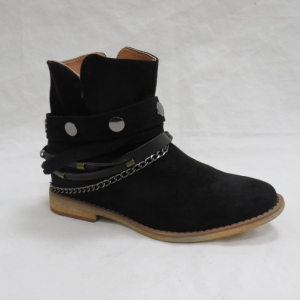 Botki damskie ocieplane na płaskim (36-41) A3705 BLACK